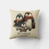 Winter Penguin Family Personalized Design クッション (裏面)