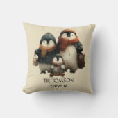 Winter Penguin Family Personalized Design クッション (正面)