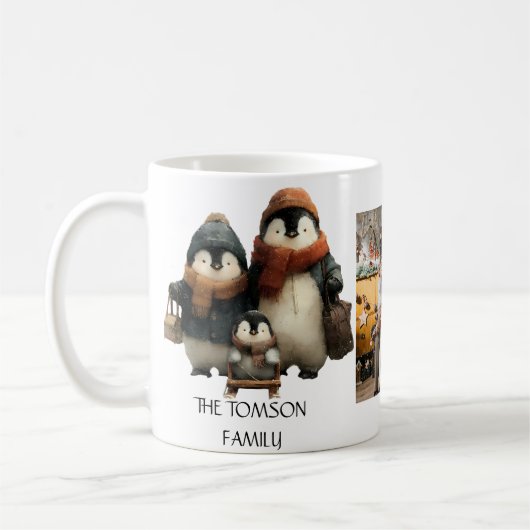 Winter Penguin Family Personalized Design コーヒーマグカップ (左)