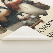 Winter Penguin Family Personalized Design シェルパブランケット (3/4)