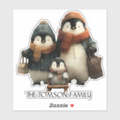 Winter Penguin Family Personalized Design シール (シート)