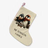 Winter Penguin Family Personalized Design スモールクリスマスストッキング (正面 (吊り時))