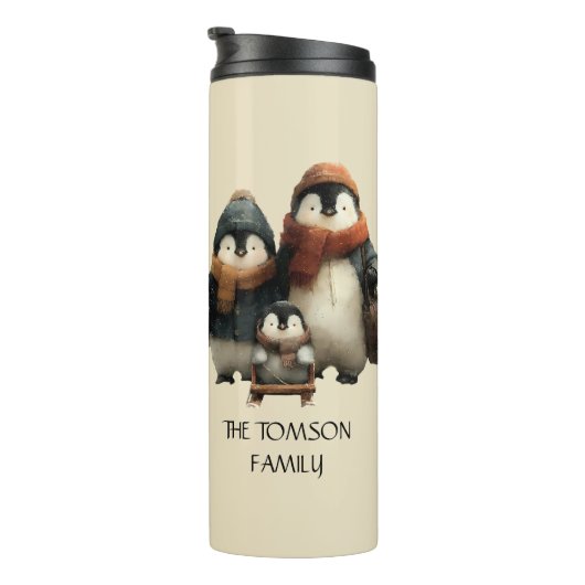 Winter Penguin Family Personalized Design タンブラー (回転右)