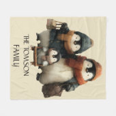 Winter Penguin Family Personalized Design フリースブランケット (正面(横))