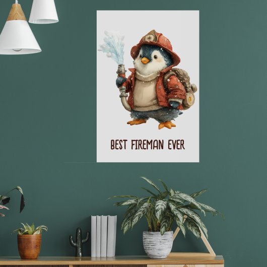 Winter Penguin Firefighter Ping Pong Paddle ポスター (リビング1)
