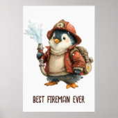 Winter Penguin Firefighter Ping Pong Paddle ポスター (正面)
