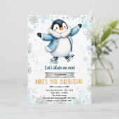 Winter penguin ice skate theme invite 招待状 (スタンド正面)