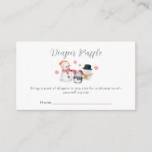 Winter Penguin Snowman Diaper Raffle Baby Shower エンクロージャーカード (正面)