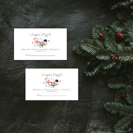 Winter Penguin Snowman Diaper Raffle Baby Shower  エンクロージャーカード