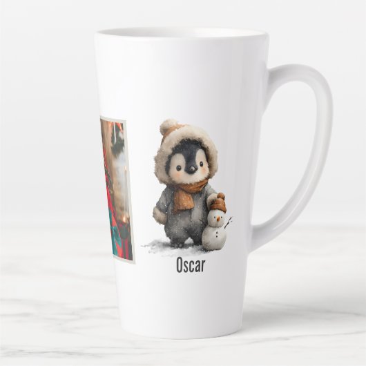 Winter Penguin with Snowman Design カフェラテマグ (右)