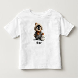 Winter Penguin with Snowman Design トドラーTシャツ