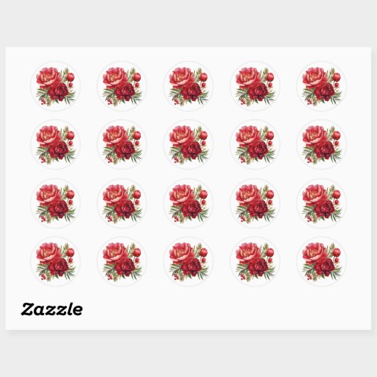Winter Peony Stickers ラウンドシール (シート)