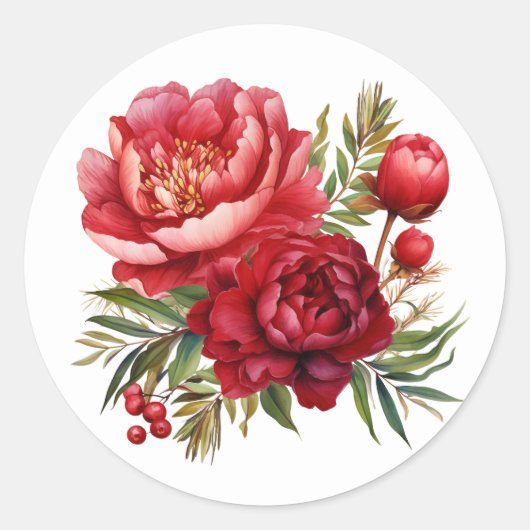Winter Peony Stickers ラウンドシール (正面)