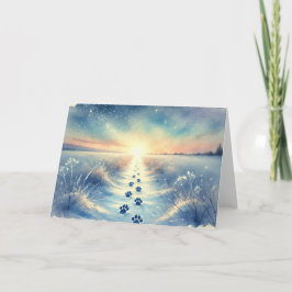 Winter Pet Sympathy Watercolor Card カード