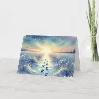 Winter Pet Sympathy Watercolor Card カード