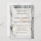 Winter Photoエレガントフローラスクリプ結婚ト 招待状 (正面)