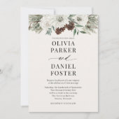 Winter Photo QR Code Elegant Evergreen Wedding 招待状 (正面)