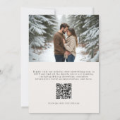 Winter Photo QR Code Elegant Evergreen Wedding 招待状 (裏面)