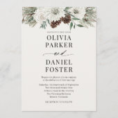 Winter Photo QR Code Elegant Evergreen Wedding 招待状 (正面)