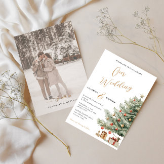 Winter Photo Wedding Holiday Invitation 招待状