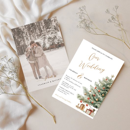 Winter Photo Wedding Holiday Invitation 招待状