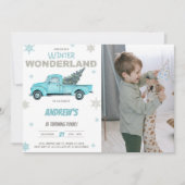 Winter Photo Wonderland Truck Birthday Invitations 招待状 (正面)