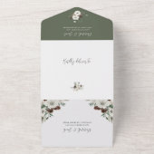 Winter PineエレガントとRSVP結婚の連携 オールインワン招待状 (外側)