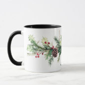 Winter Pine Berry Personalized Name Holiday マグカップ (左)
