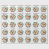 Winter Pine Coneリースカスタムメッセージと写真 ラッピングペーパー (フラット)