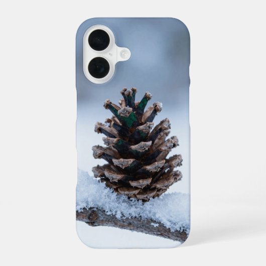 Winter Pine Cone Snowy Branch Phone Case iPhone 16ケース (裏面)