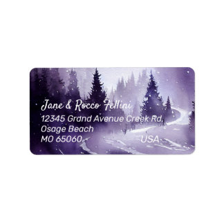 Winter pine forest grayish purple monochrom custom ラベル