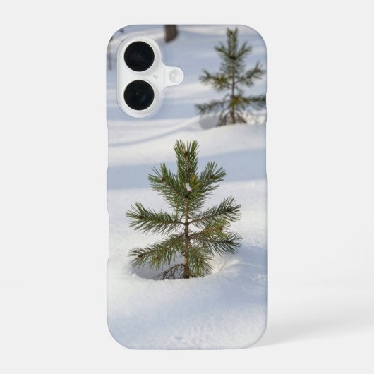 Winter Pine Saplings Deep Snow Phone Case iPhone 16ケース (裏面)