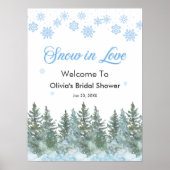 Winter Pine Snow in Love Snowflakes Bridal Shower  ポスター (正面)