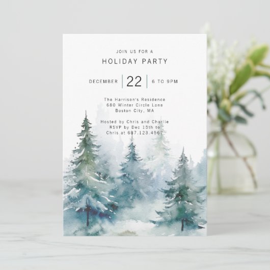 Winter Pine Tree Holiday Party 招待状 (スタンド正面)