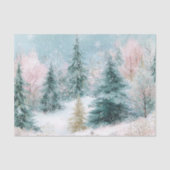 Winter Pine Tree Landscape Art with Pink & Gold 薄葉紙 (正面)