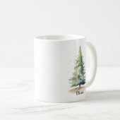Winter Pine Tree Personalized Christmas Coffee Mug コーヒーマグカップ (正面右)
