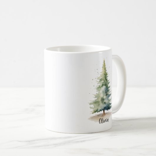 Winter Pine Tree Personalized Christmas Coffee Mug コーヒーマグカップ (正面右)