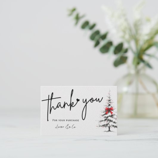 Winter Pine Tree Thank You Card 名刺 (スタンド正面)