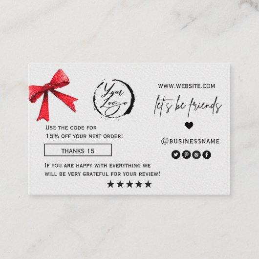 Winter Pine Tree Thank You Card  名刺 (裏面)