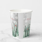 Winter Pine Trees Christmas Red Cardinals 紙コップ (左)