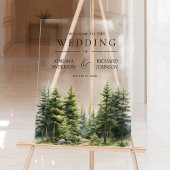 Winter Pine Trees Forest Wedding Welcome アクリルサイン