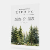 Winter Pine Trees Forest Wedding Welcome アクリルサイン (傾斜)
