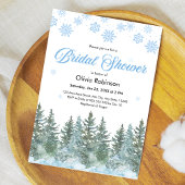 Winter Pine Trees Snowflakes Bridal Shower 招待状