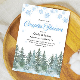 Winter Pine Trees Snowflakes Couples Bridal Shower 招待状