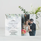 Winter Pine White Snow結婚式招待状w photo 招待状 (スタンド正面)
