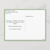 Winter Pine Wreath Stripes Red Bow Photo Christmas シーズンポストカード (裏面)