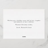 Winter Pine Wreath Stripes Red Bow Photo Christmas 箔シーズンカード (裏面)