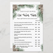 Winter Pinecone赤ちゃんシャワーゲームと回答 (正面/裏面)