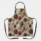 Winter Pinecones and Red Berries エプロン (正面)