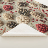 Winter Pinecones and Red Berries シェルパブランケット (3/4)